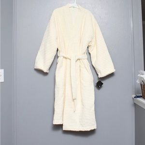 Hotel Collection NWT waffle knit heavy cotton luxury Turkish ivory cream robe